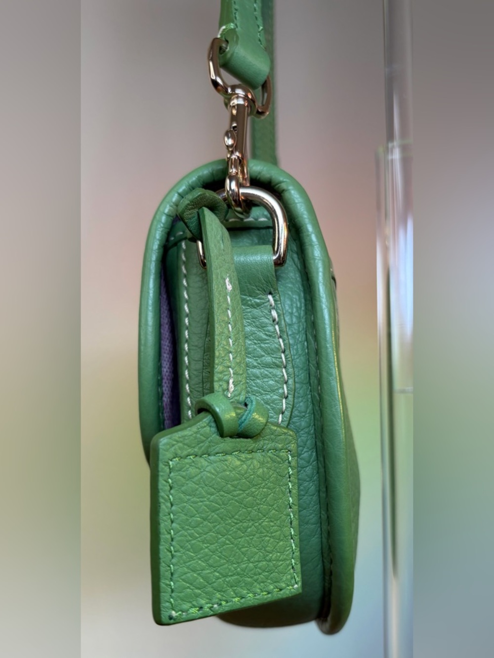 Dooney & Bourke Sullen II Mini Flap Green Pebble Leather Crossbody Purse - Picture 13 of 15
